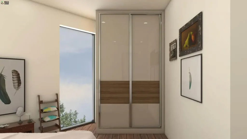 silver colour lacquer glass wardrobe