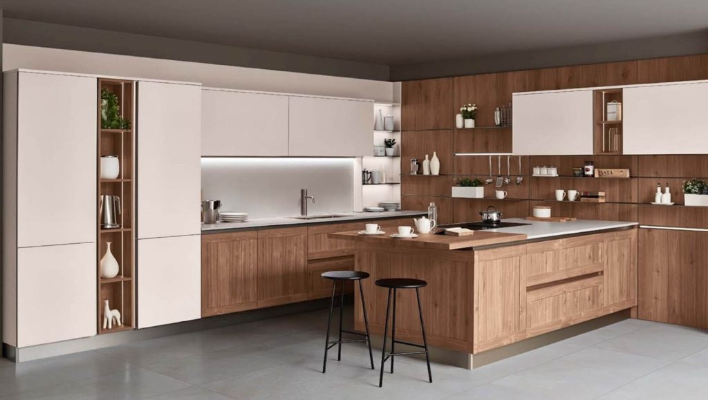 Veneer Modular Kitchen Shutters Desings